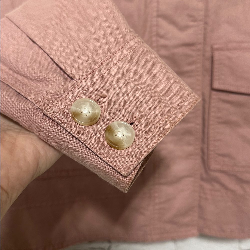Loft Linen Blend Dusty Rose Utility Jacket Size XS - Picture 6 of 9